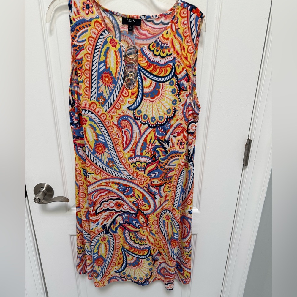 MSK A-Line Dress, XL, Sleeveless, Multi-Color, Excellent Condition